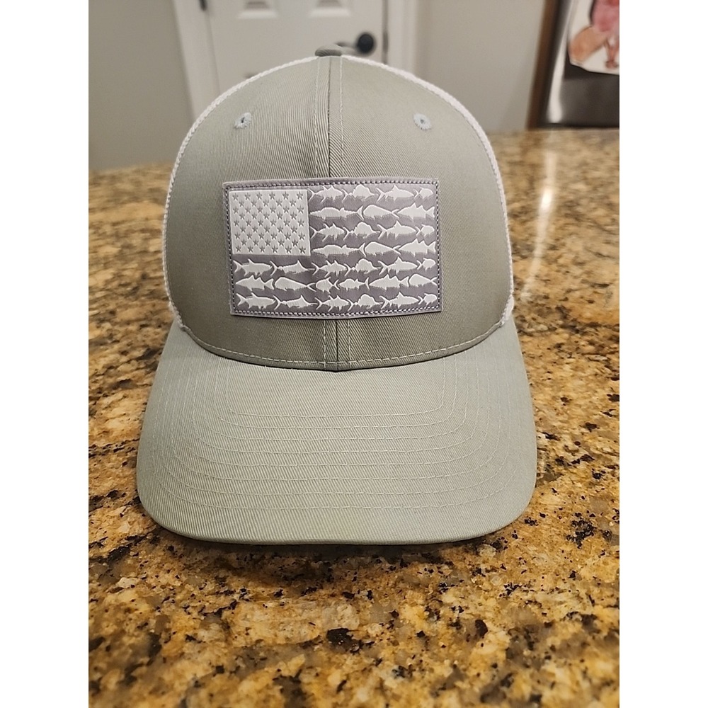 Columbia PFG Professional Fishing Gear Flag Grey Flex Fit Hat Adult Size LG/XL